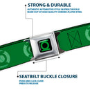 Green Lantern Logo CLOSE-UP Black Green Seatbelt Belt - Green Lantern Logo Weathered Greens Webbing