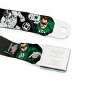 Green Lantern Logo CLOSE-UP Black Green Seatbelt Belt - GREEN LANTERN Action Poses Black/White/Green Webbing
