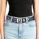 Joker Face Full Color Seatbelt Belt - Joker Face/Logo/Spades Black/White/Purple Webbing