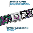 Joker Face Full Color Seatbelt Belt - Joker Face/Logo/Spades Black/White/Purple Webbing
