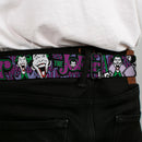 Joker Face Full Color Seatbelt Belt - Joker Face/Logo/Spades Black/Green/Purple Webbing