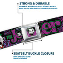 Joker Face Full Color Seatbelt Belt - Joker Face/Logo/Spades Black/Green/Purple Webbing