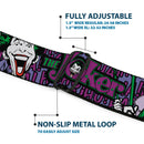 Joker Face Full Color Seatbelt Belt - Joker Face/Logo/Spades Black/Green/Purple Webbing