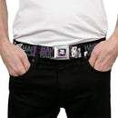 Joker Face Full Color Seatbelt Belt - The Joker Pose/Cards/HAHAHAHA Black/Gray Webbing
