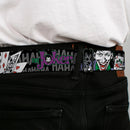 Joker Face Full Color Seatbelt Belt - The Joker Pose/Cards/HAHAHAHA Black/Gray Webbing