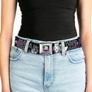 Joker Face Full Color Seatbelt Belt - The Joker Pose/Cards/HAHAHAHA Black/Gray Webbing