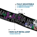 Joker Face Full Color Seatbelt Belt - The Joker Pose/Cards/HAHAHAHA Black/Gray Webbing