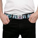 Joker Face Full Color Seatbelt Belt - Joker Spray Painted/Street Pose JOKES ON YOU White/Grays Webbing