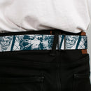Joker Face Full Color Seatbelt Belt - Joker Spray Painted/Street Pose JOKES ON YOU White/Grays Webbing