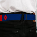 Harley Quinn Diamond Full Color Blue Red Seatbelt Belt - HARLEY QUINN/Diamonds Blue/Red/White Webbing