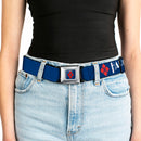 Harley Quinn Diamond Full Color Blue Red Seatbelt Belt - HARLEY QUINN/Diamonds Blue/Red/White Webbing