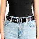 Joker Presidential Seal Full Color Black White Blue Red Seatbelt Belt - THE JOKER FOR PRESIDENT/Joker Presidential Seal CLOSE-UP Black/White/Blue/Red Webbing