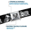 Joker Smiling Full Color Black/Grays/White Seatbelt Belt - THE JOKER Smiling/Wine Glass Poses HA! HA! Black/Grays/White Webbing