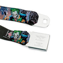 Joker Laughing Face CLOSE-UP Black Seatbelt Belt - Joker BANG Gun Alley Pose CLOSE-UP Webbing