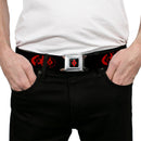 Harley Quinn Diamond Full Color Black Red Seatbelt Belt - Bat Logo/Harley Quinn Diamonds Black/Red Webbing
