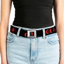 Harley Quinn Diamond Full Color Black Red Seatbelt Belt - Bat Logo/Harley Quinn Diamonds Black/Red Webbing