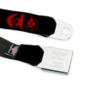 Harley Quinn Diamond Full Color Black Red Seatbelt Belt - Bat Logo/Harley Quinn Diamonds Black/Red Webbing