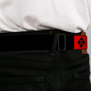 Harley Quinn Diamond Full Color Black Red Seatbelt Belt - HARLEY QUINN/Diamonds Black/Red/White Webbing