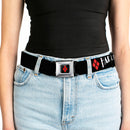 Harley Quinn Diamond Full Color Black Red Seatbelt Belt - HARLEY QUINN/Diamonds Black/Red/White Webbing
