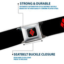 Harley Quinn Diamond Full Color Black Red Seatbelt Belt - HARLEY QUINN/Diamonds Black/Red/White Webbing