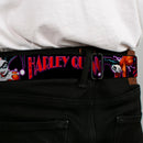 Harley Quinn Diamond Full Color Black Red Seatbelt Belt - HARLEY QUINN Bomb Poses/Suits Black/Purple/Red Webbing