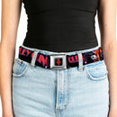 Harley Quinn Diamond Full Color Black Red Seatbelt Belt - HARLEY QUINN Bomb Poses/Suits Black/Purple/Red Webbing