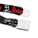 Harley Quinn Diamond Full Color Black Red Seatbelt Belt - HARLEY QUINN Face METROPOLIS WILL NEVER BE THE SAME Black/White/Red Webbing