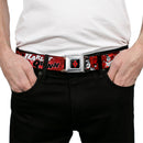 Harley Quinn Diamond Full Color Black Red Seatbelt Belt - HARLEY QUINN Poses/Comic Book Scenes Reds/Black Webbing