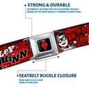 Harley Quinn Diamond Full Color Black Red Seatbelt Belt - HARLEY QUINN Poses/Comic Book Scenes Reds/Black Webbing