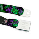 HAHA Stacked Full Color Black Gray Green Seatbelt Belt - THE JOKER Card Flipping Poses Black/Greens/Purples Webbing