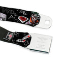 Joker Face Stare Full Color Seatbelt Belt - Joker BRILLIANTLY TWISTED PSYCHO 2-Poses/Cards Black/Grays Webbing