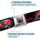 Black Manta Face CLOSE-UP Full Color Grays Seatbelt Belt - BLACK MANTA 3-Poses Grays/Red Webbing