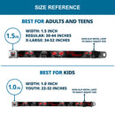 Black Manta Face CLOSE-UP Full Color Grays Seatbelt Belt - BLACK MANTA 3-Poses Grays/Red Webbing