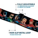 Justice League of America Black Full Color Seatbelt Belt - Justice League Elite Forces Superheroes Webbing