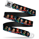 Justice League of America Black Full Color Seatbelt Belt - Justice League Elite Forces Superheroes Webbing