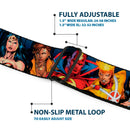 JLA-JUSTICE LEAGUE OF AMERICA Logo Full Color Black Gold Red Seatbelt Belt - Justice League New 52 14-Superheroes Group Pose Webbing