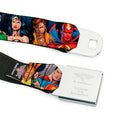 JLA-JUSTICE LEAGUE OF AMERICA Logo Full Color Black Gold Red Seatbelt Belt - Justice League New 52 14-Superheroes Group Pose Webbing