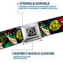 JL Logo Full Color Grays Black White Seatbelt Belt - JUSTICE LEAGUE Logo/4-Superhero Panels Pop Art Webbing