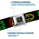 JL-Batman Superman Green Lantern Flash Electric Logos Full Color Black White Multi Neon Seatbelt Belt - Justice League Electric Logos Black/Multi Neon Webbing