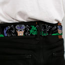 Riddler "?" Black Silver Seatbelt Belt - The Riddler w/Batman Silhouette Webbing