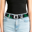 Riddler "?" Black Silver Seatbelt Belt - The Riddler w/Batman Silhouette Webbing