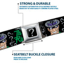 Riddler "?" Black Silver Seatbelt Belt - The Riddler w/Batman Silhouette Webbing
