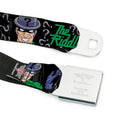 Riddler "?" Black Silver Seatbelt Belt - The Riddler w/Batman Silhouette Webbing