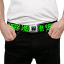 Riddler "?" Black Silver Seatbelt Belt - Question Mark Scattered Lime Green/Black Webbing