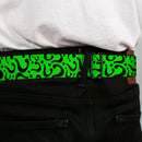 Riddler "?" Black Silver Seatbelt Belt - Question Mark Scattered Lime Green/Black Webbing