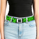 Riddler "?" Black Silver Seatbelt Belt - Question Mark Scattered Lime Green/Black Webbing