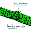 Riddler "?" Black Silver Seatbelt Belt - Question Mark Scattered Lime Green/Black Webbing