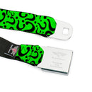 Riddler "?" Black Silver Seatbelt Belt - Question Mark Scattered Lime Green/Black Webbing