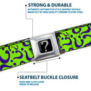 Riddler "?" Black Silver Seatbelt Belt - Question Mark Scattered Lime Green/Purple Webbing