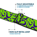 Riddler "?" Black Silver Seatbelt Belt - Question Mark Scattered Lime Green/Purple Webbing